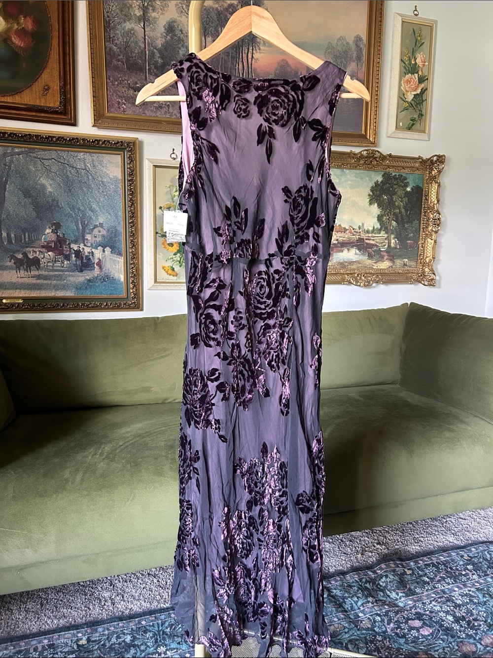 NWT 90s Robbie Bee Floral and Velvet Beaded Vintage Dress - Picture 8 of 10
